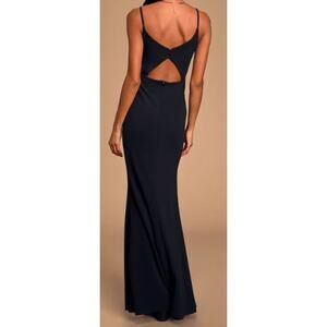 LULU'S sz L Moments Of Bliss Black Backless Mermaid Maxi Dress NWT B72